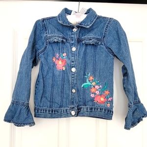 Little Lass Bell Sleeve Embroidered Girls Jean Jacket size 6
